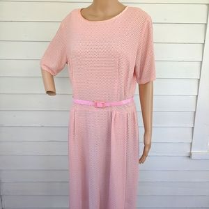 40s Pink Dress Short Sleeve Vintage 32 Waist L XL